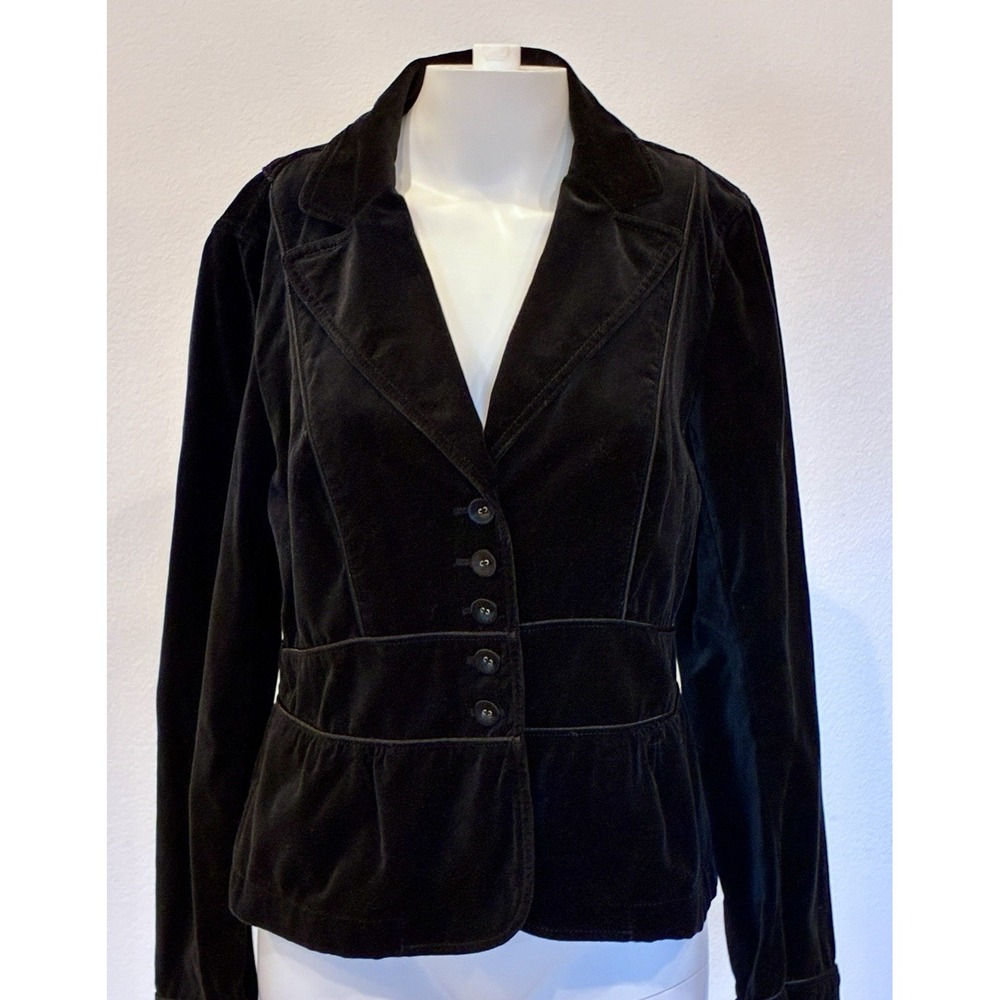 Ann Taylor‎ LOFT Velvet Blazer Jacket Black Size 4 Career Party Dark Academia